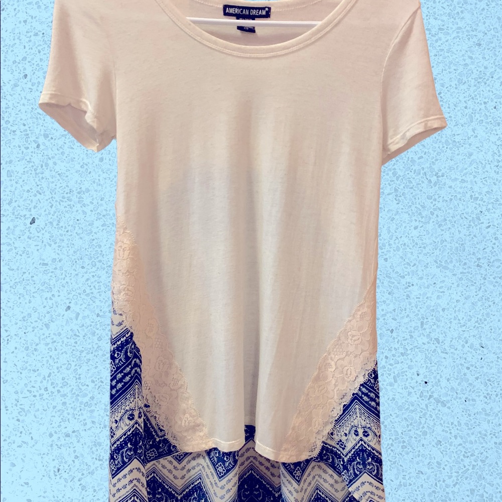 American dream cream and blue shirt xs adorable